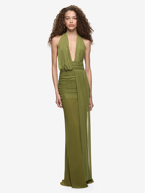 CASSIS DRAPE MAXI DRESS - FERN