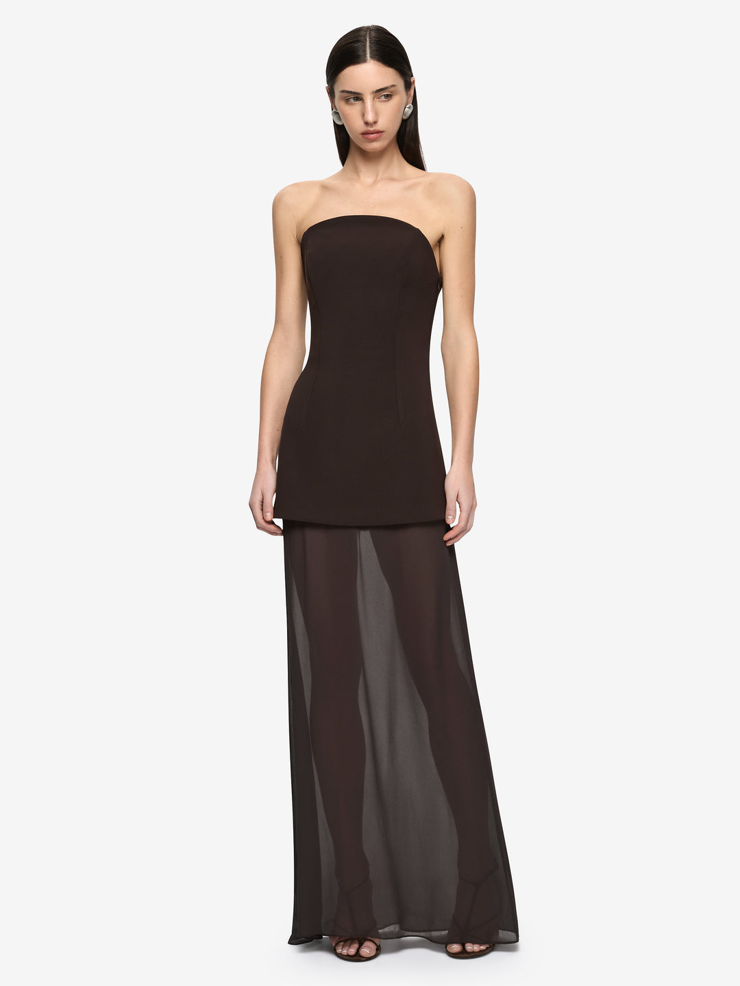 THEODORA STRAPLESS MAXI DRESS - ESPRESSO