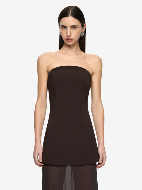 THEODORA STRAPLESS MAXI DRESS - ESPRESSO