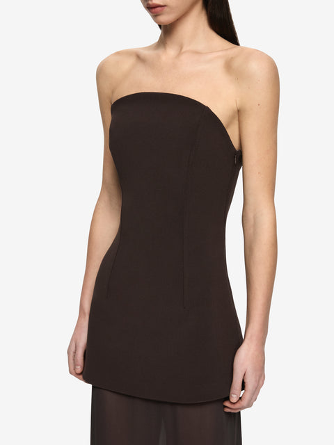THEODORA STRAPLESS MAXI DRESS - ESPRESSO