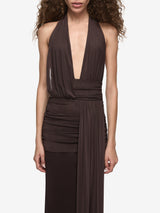 CASSIS DRAPE MAXI DRESS - DARK CHOCOLATE