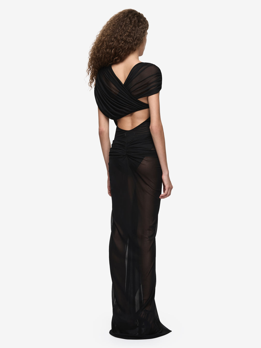 LEIA DRAPE MAXI DRESS - BLACK
