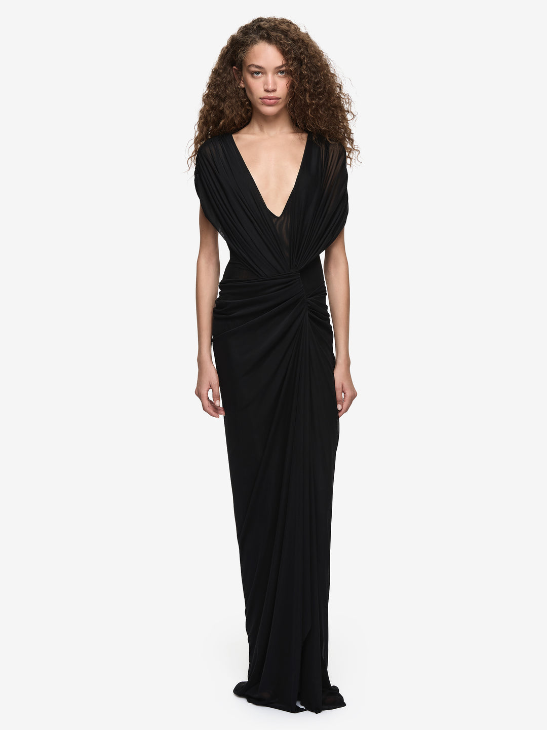 LEIA DRAPE MAXI DRESS - BLACK