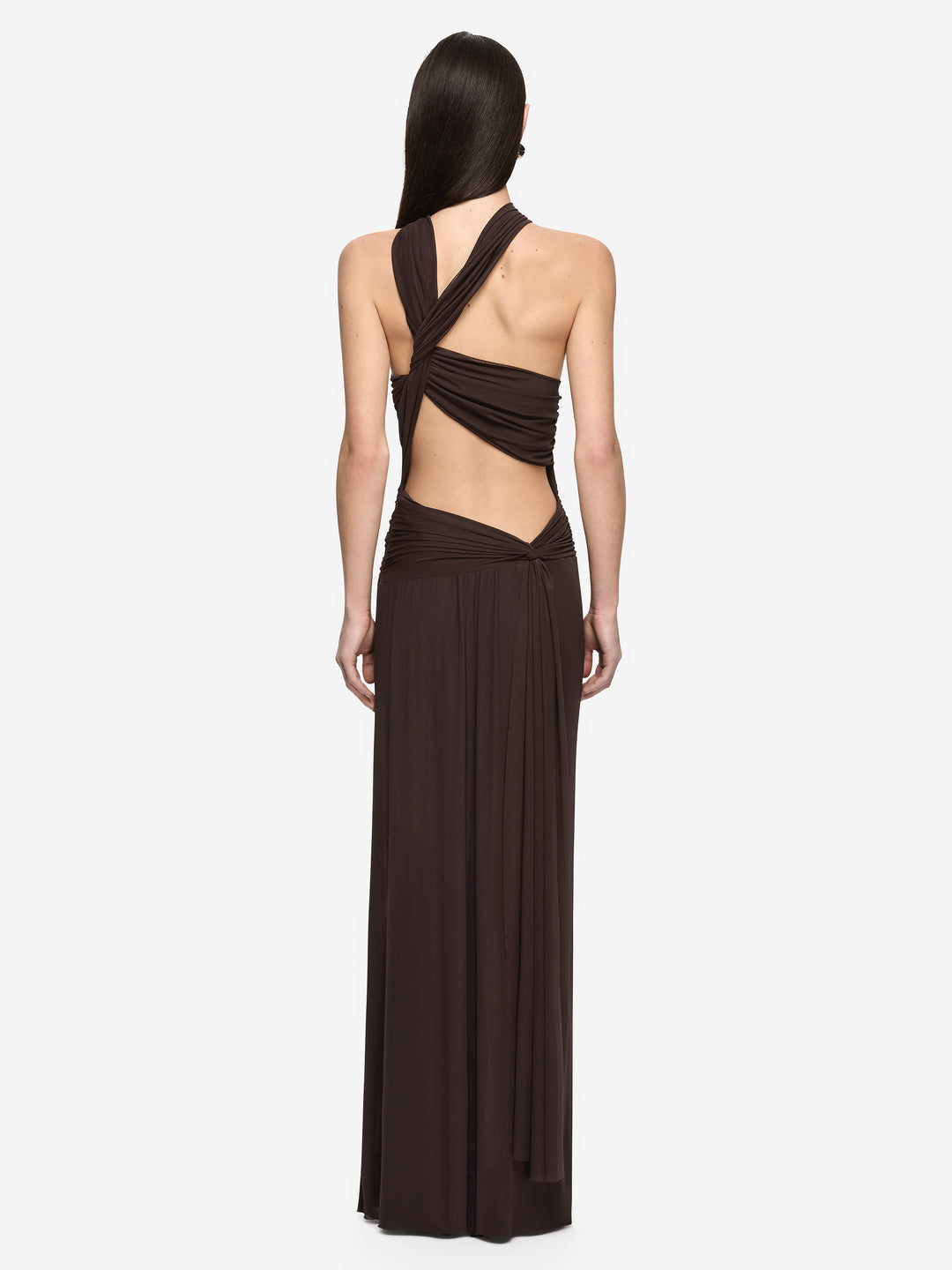 XANTHI HALTER MAXI DRESS - BITTER CHOC