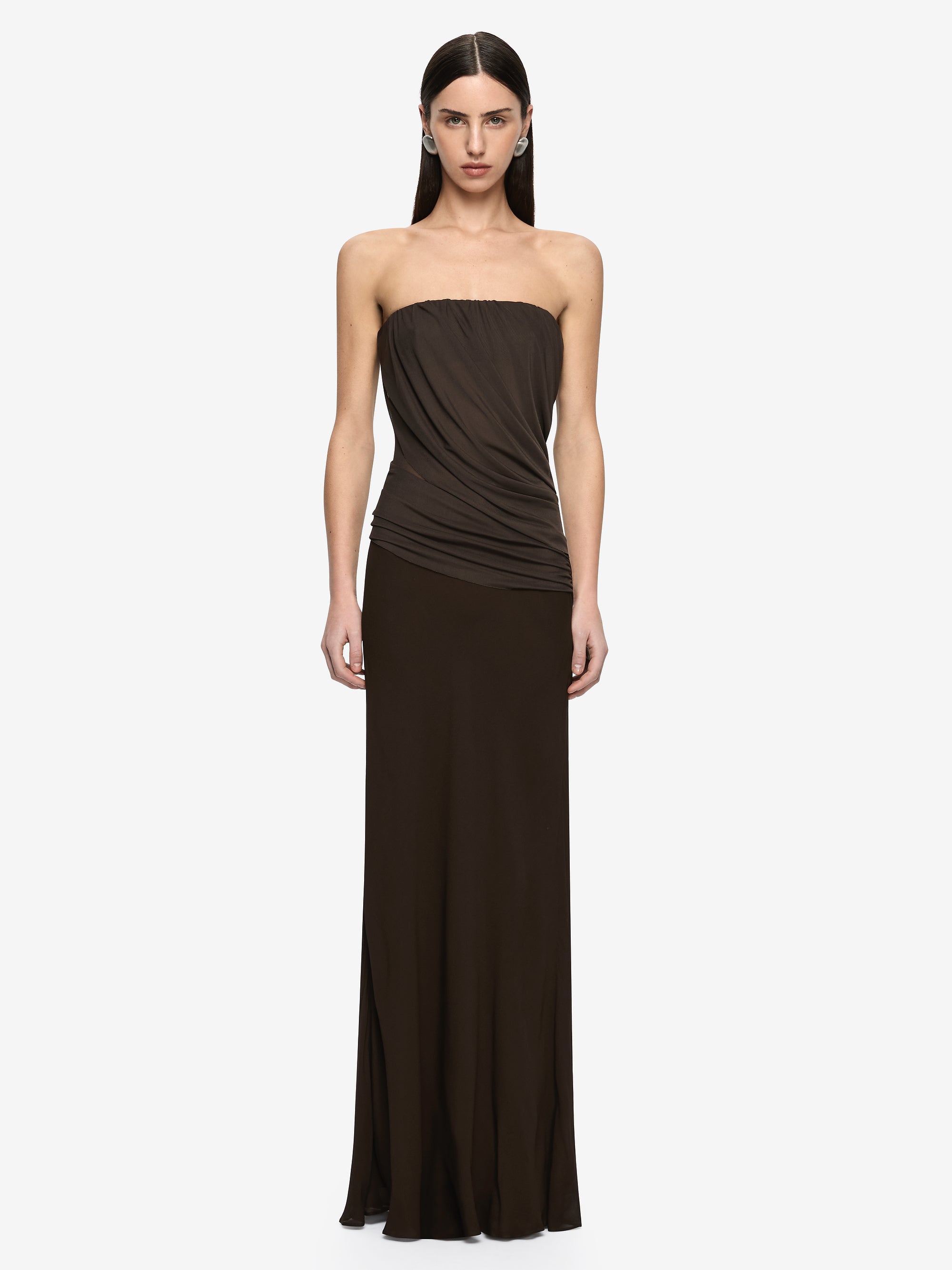XANTHI STRAPLESS MAXI DRESS - BITTER CHOC – BEC + BRIDGE US