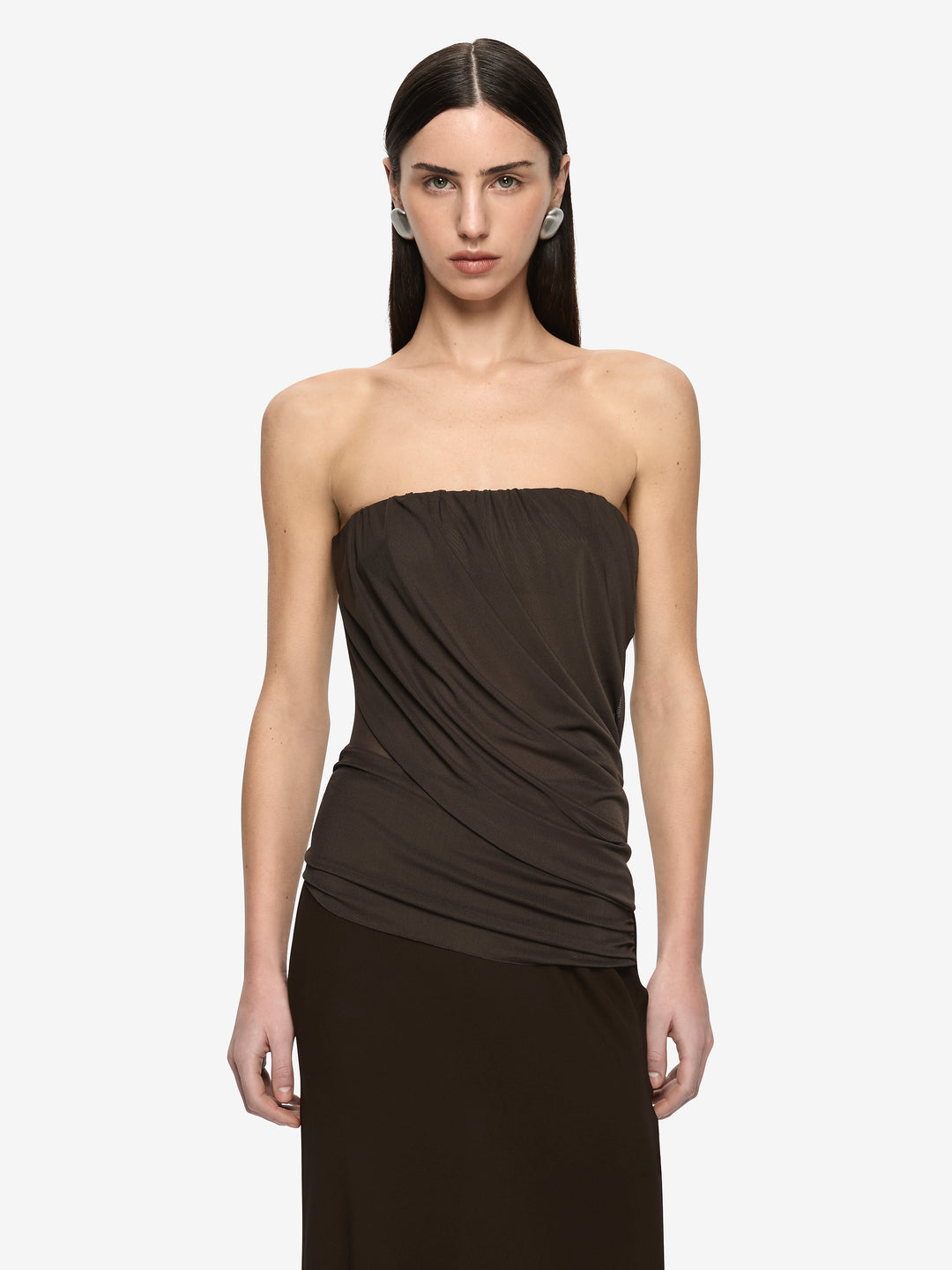 XANTHI STRAPLESS MAXI DRESS - BITTER CHOC