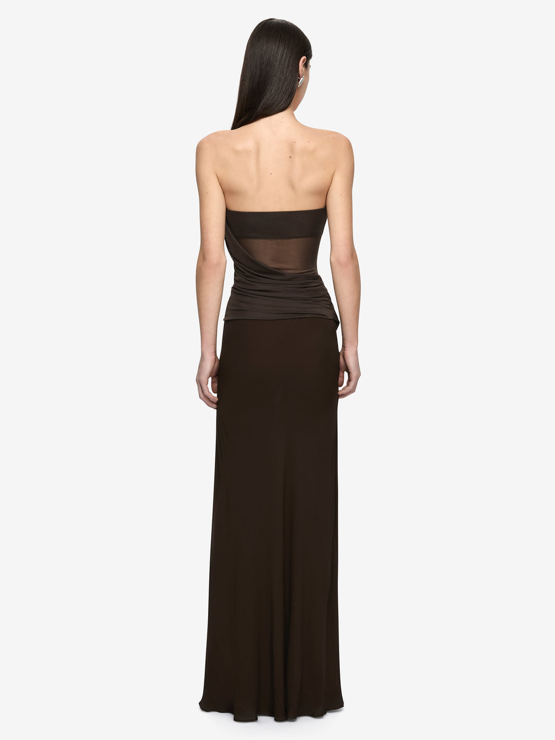 XANTHI STRAPLESS MAXI DRESS - BITTER CHOC