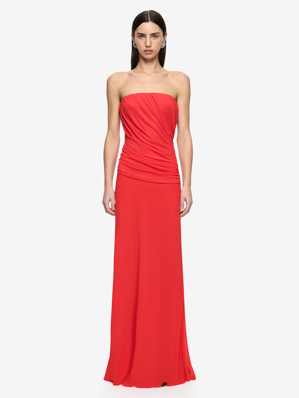 XANTHI STRAPLESS MAXI DRESS - FLAME
