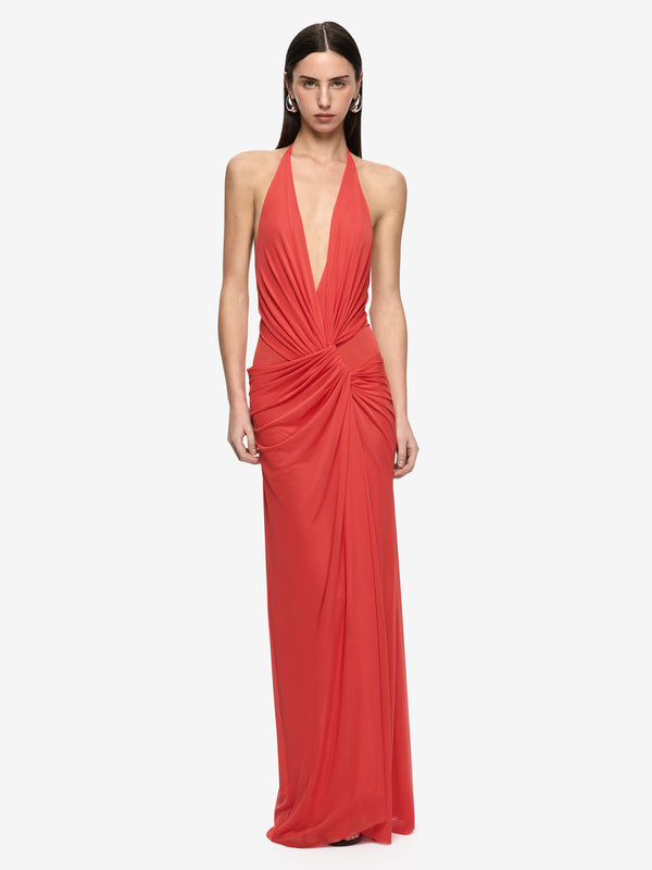XANTHI V NECK MAXI DRESS - FLAME
