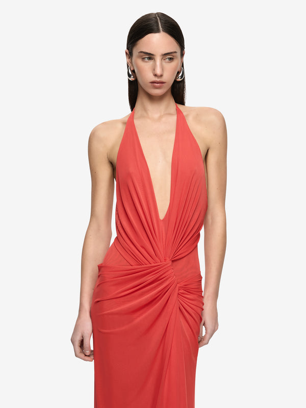 XANTHI V NECK MAXI DRESS - FLAME