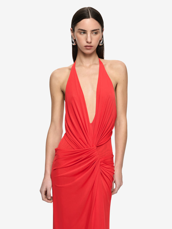 XANTHI V NECK MAXI DRESS - FLAME