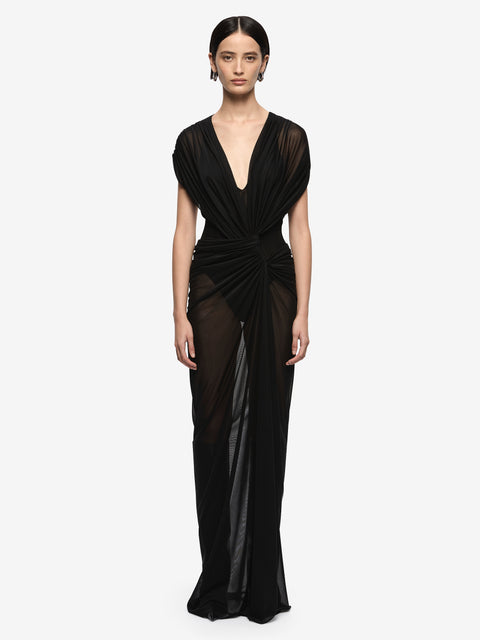 LEIA DRAPE MAXI DRESS - BLACK