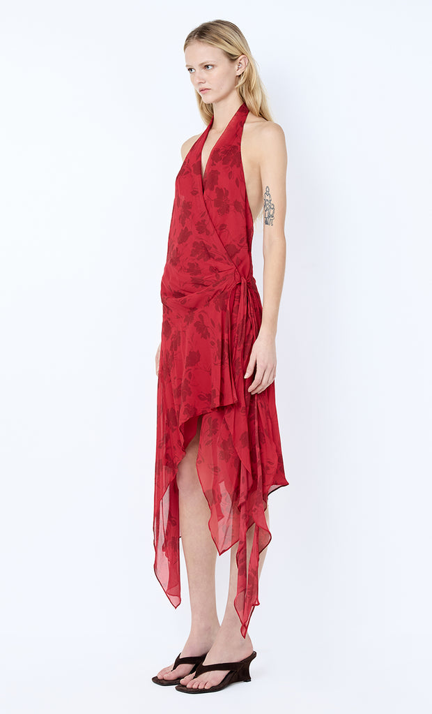 RUBY WRAP MIDI DRESS - CHERRY FLORAL