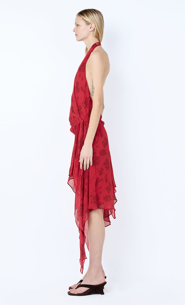 RUBY WRAP MIDI DRESS - CHERRY FLORAL