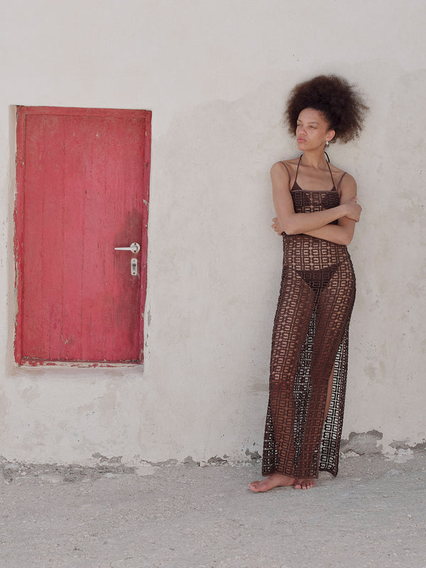 MYLOS MAXI DRESS - DARK CHOCOLATE