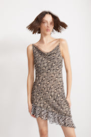 PORTIA ASYM MINI DRESS - PYTHON