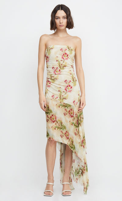 MONETTE ASYM STRAPLESS MAXI - GENEVIVE FLORAL