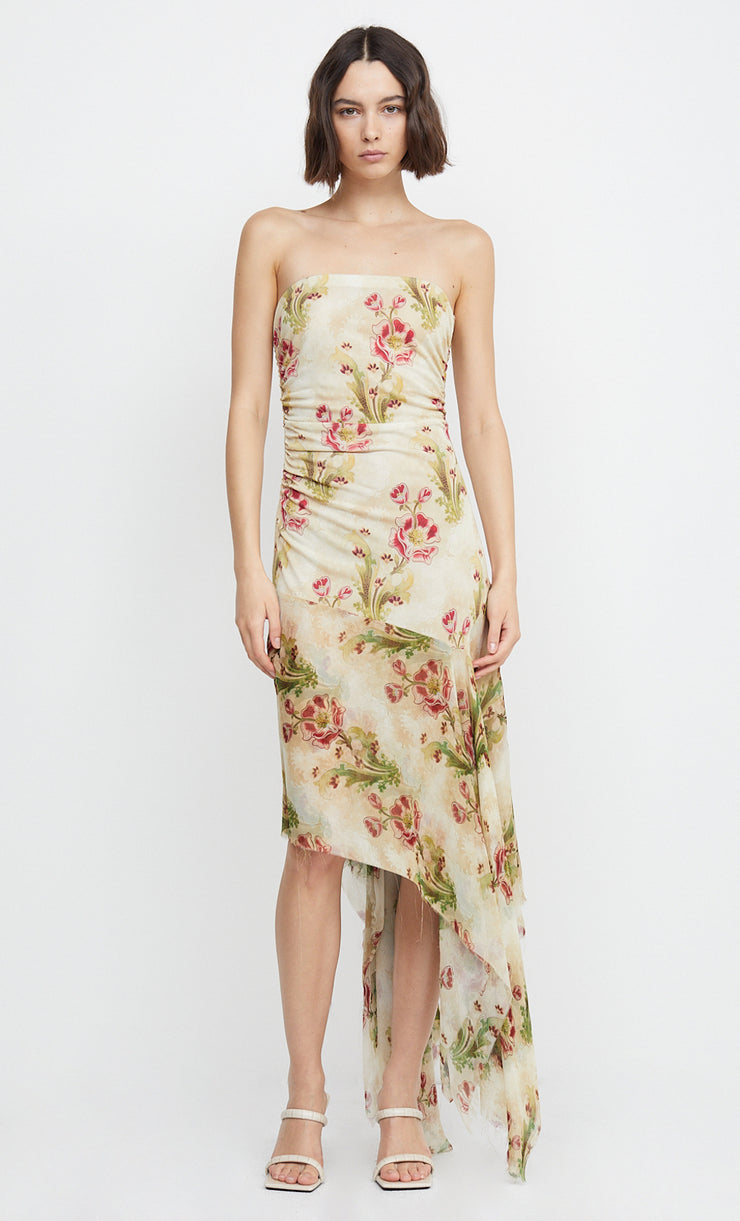 MONETTE ASYM STRAPLESS MAXI - GENEVIVE FLORAL