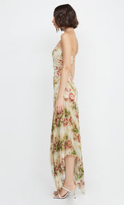 MONETTE ASYM STRAPLESS MAXI - GENEVIVE FLORAL