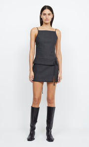 TALI BELTED MINI DRESS - CHECK