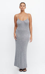 SADIE SEQUIN KNIT SLIP DRESS - CHARCOAL