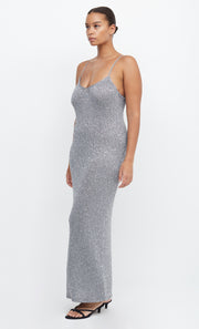 SADIE SEQUIN KNIT SLIP DRESS - CHARCOAL