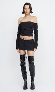ZELIE OFF SHOULDER TOP - BLACK