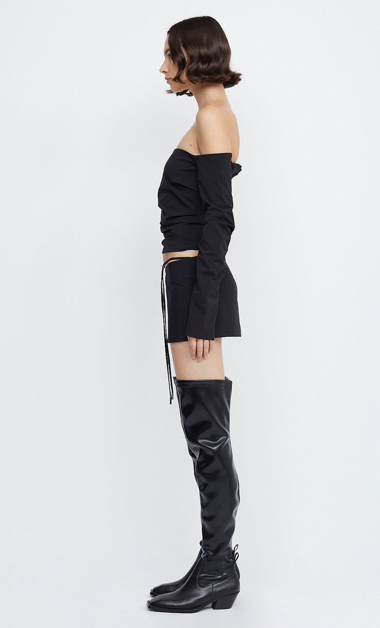 ZELIE OFF SHOULDER TOP - BLACK