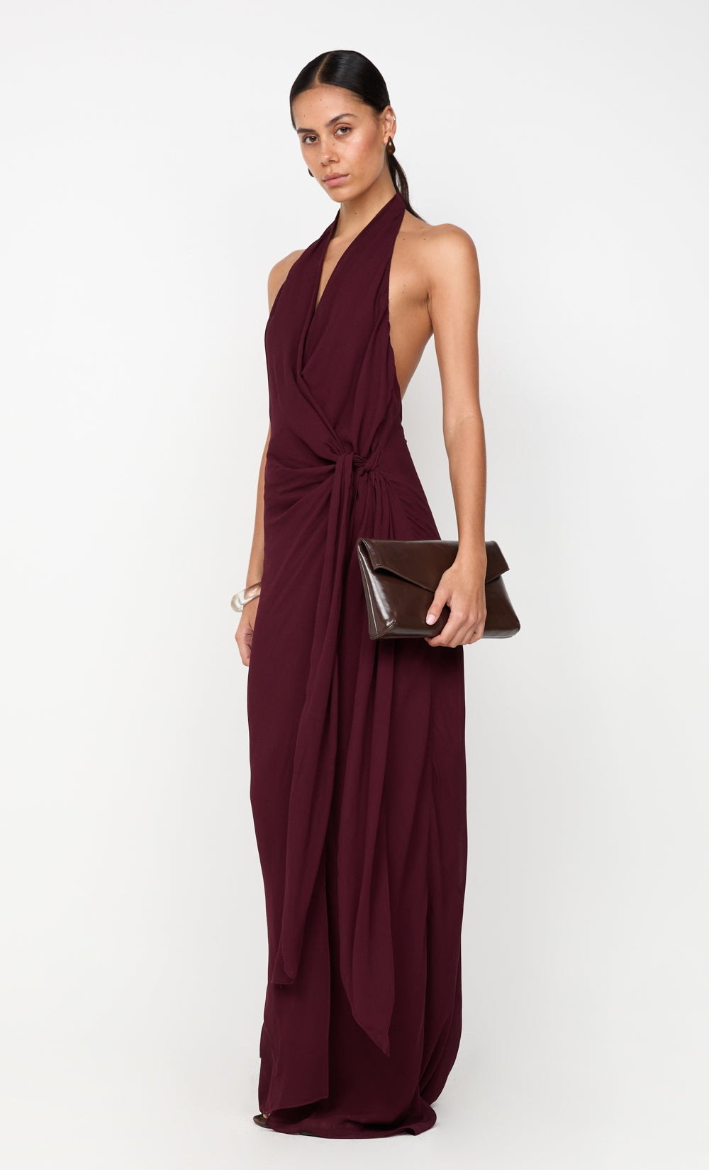 SONEVA WRAP DRESS - PLUM