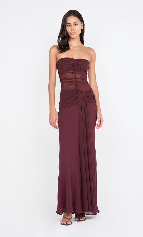 NOEMI STRAPLESS DRESS - PLUM
