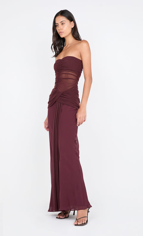 NOEMI STRAPLESS DRESS - PLUM