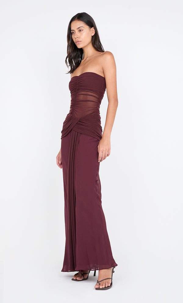 NOEMI STRAPLESS DRESS - PLUM