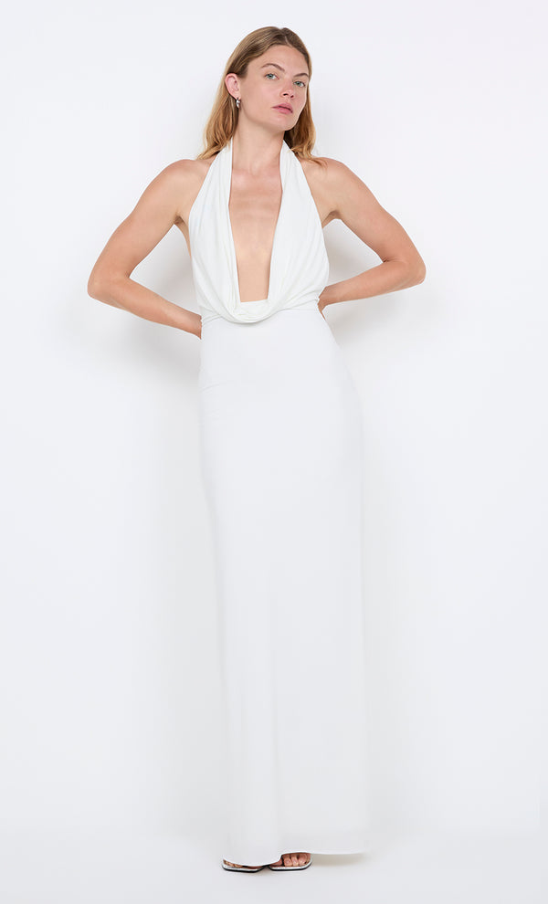 NESSIE COWL NECK MAXI DRESS - WHITE