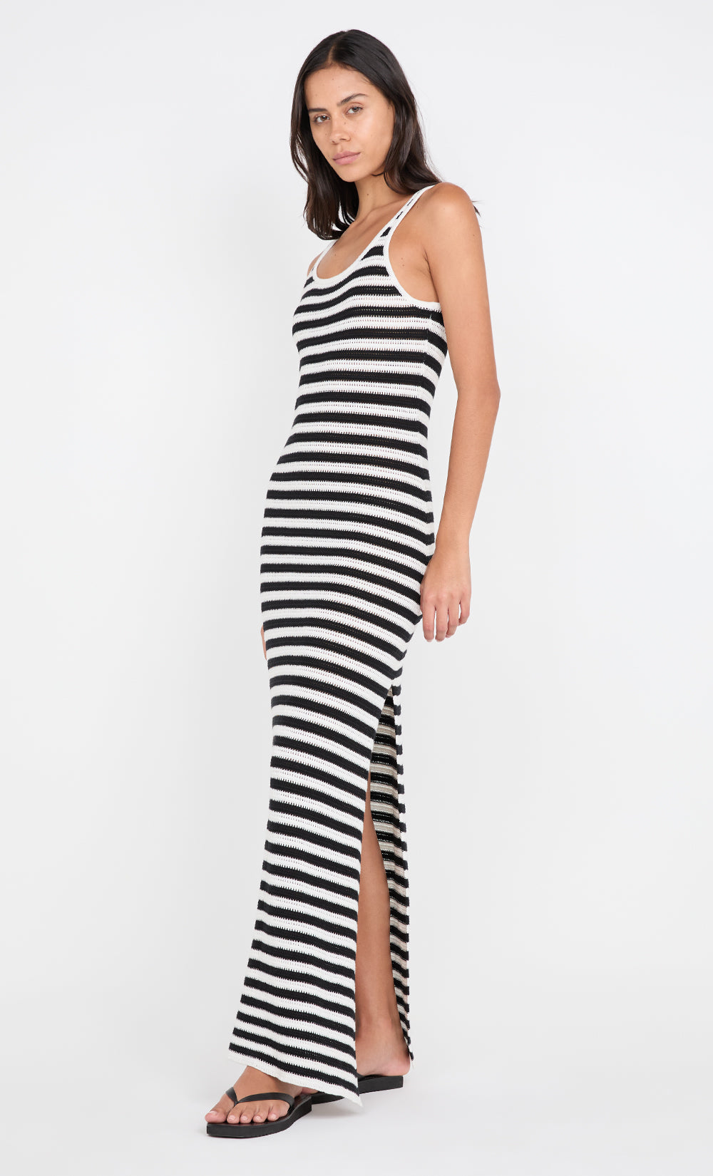 LEXI TANK MAXI DRESS - BLACK/WHITE STRIPE