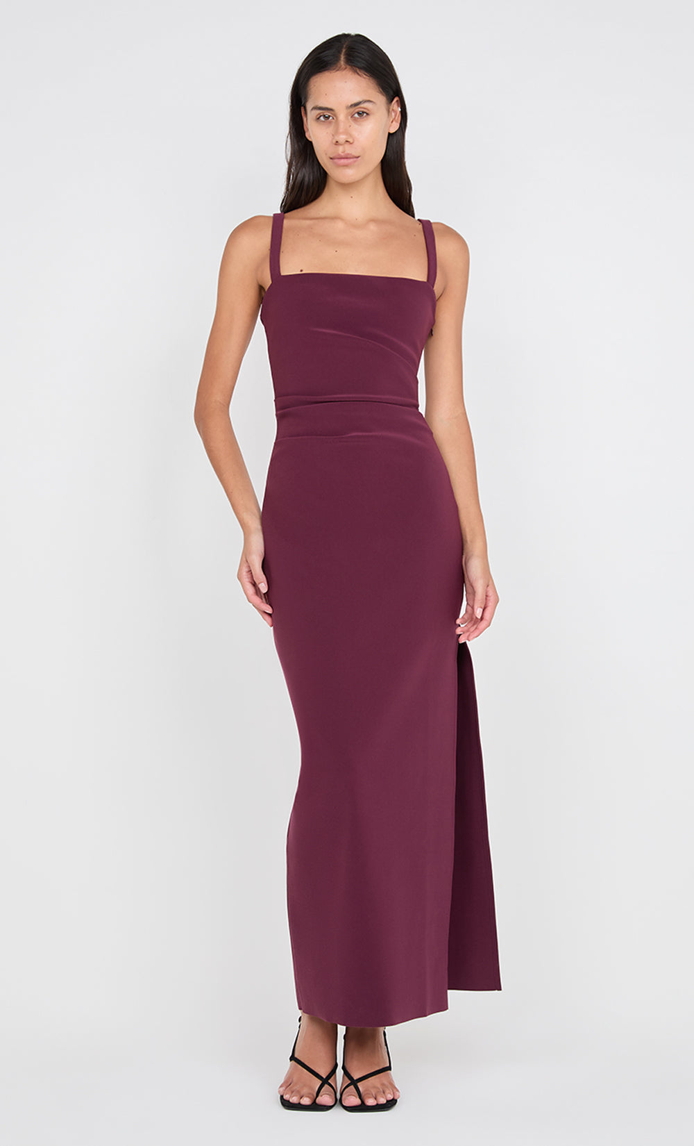 LEORA TUCK MAXI DRESS - PLUM