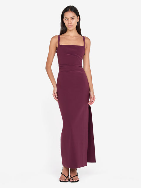 LEORA TUCK MAXI DRESS - PLUM