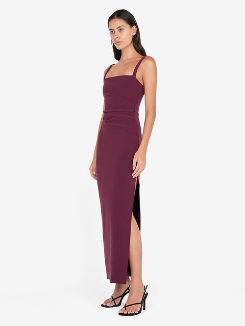 LEORA TUCK MAXI DRESS - PLUM