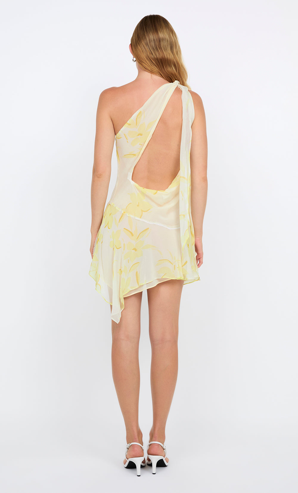 COLMAR ASYM MINI DRESS - LEMON FLORAL