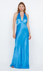FRIDA HALTER DRESS - MID BLUE