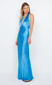 FRIDA HALTER DRESS - MID BLUE