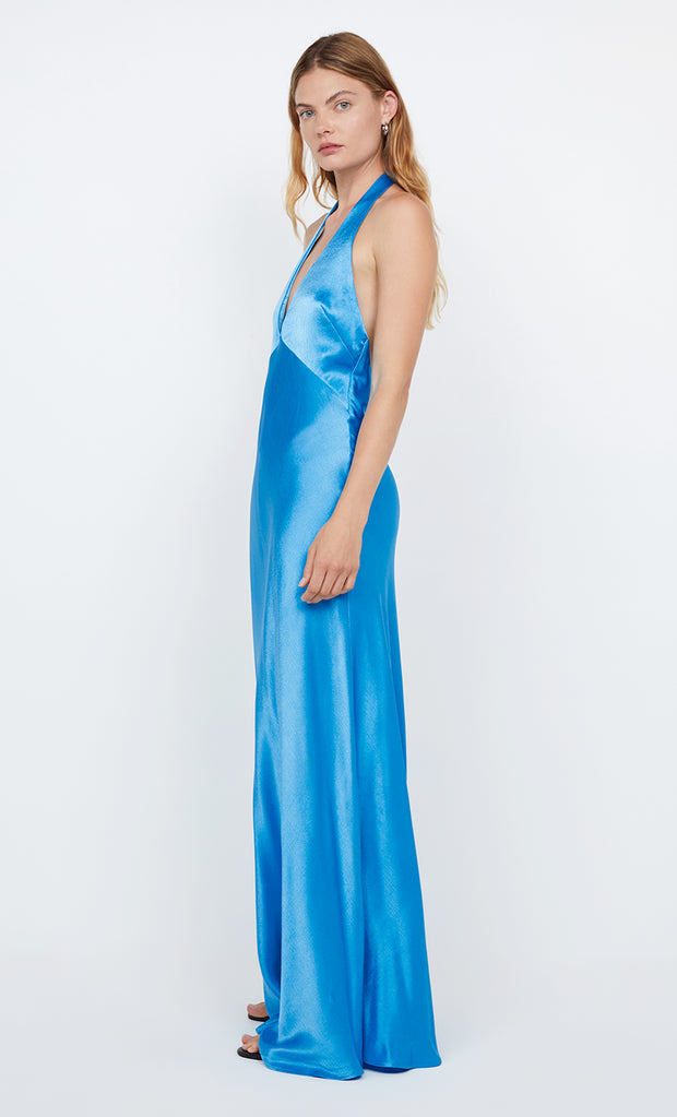 FRIDA HALTER DRESS - MID BLUE