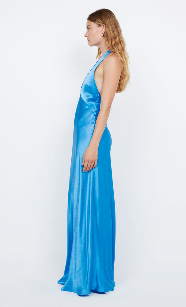 FRIDA HALTER DRESS - MID BLUE