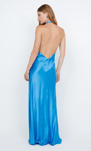 FRIDA HALTER DRESS - MID BLUE