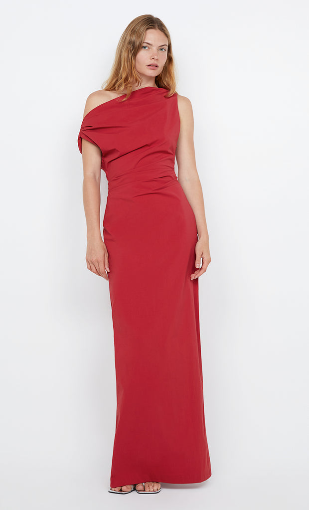ANGELINA ASYM MAXI DRESS - CHERRY
