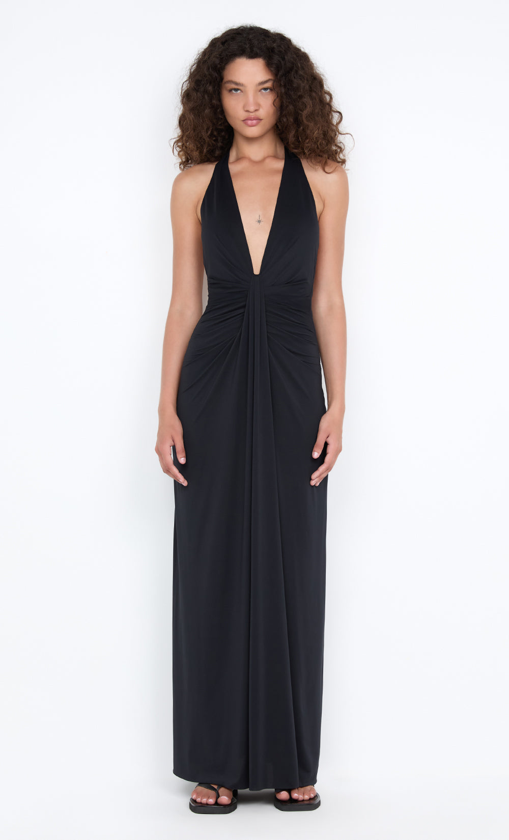 TILLIE DRAPE MAXI DRESS - BLACK