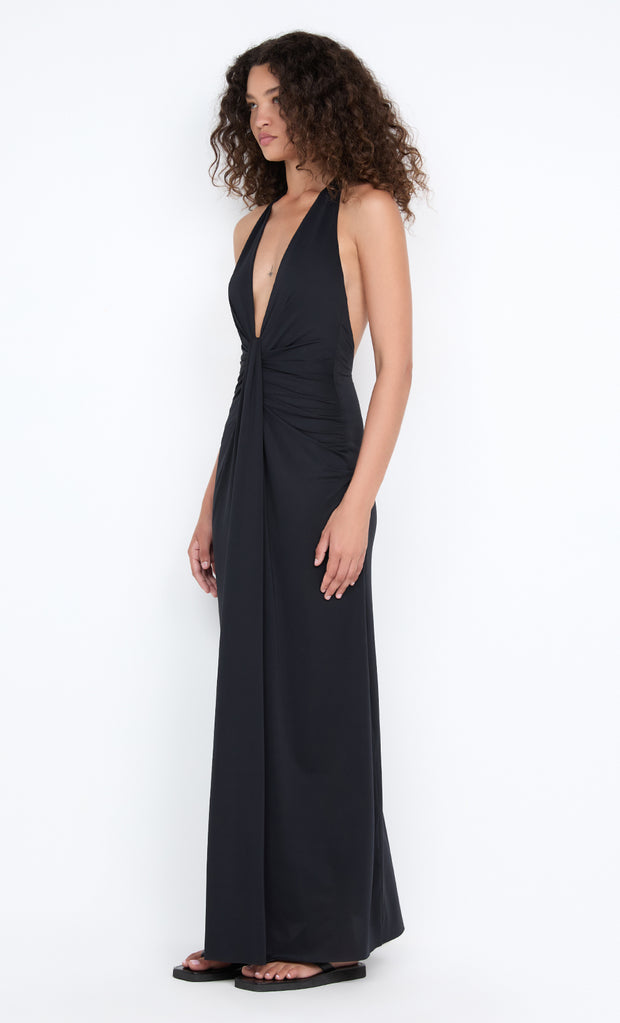 TILLIE DRAPE MAXI DRESS - BLACK