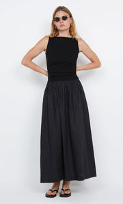 FREYA BOAT NECK DRESS - BLACK