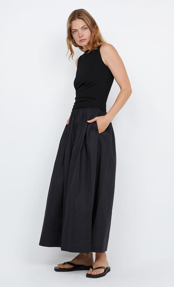 FREYA BOAT NECK DRESS - BLACK