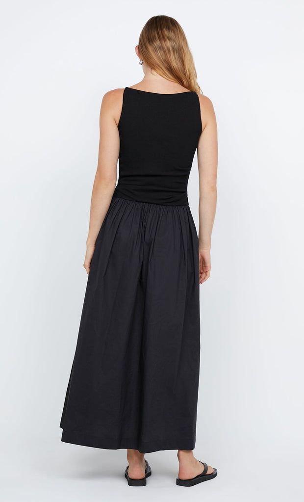 FREYA BOAT NECK DRESS - BLACK