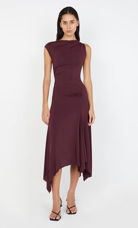 NARA ASYM MIDI DRESS - PLUM